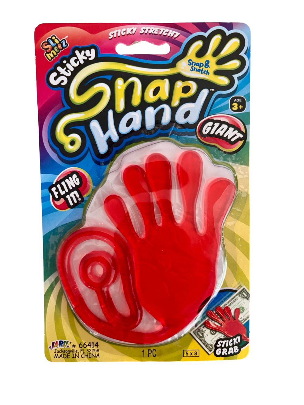 JA-RU Slim-Eez Stretchy Sticky Giant Snap Hand Red Toy